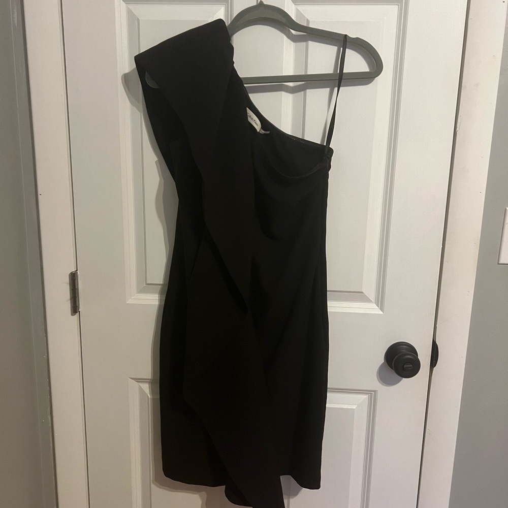 One shoulder Calvin Klein dress with front ruffle
